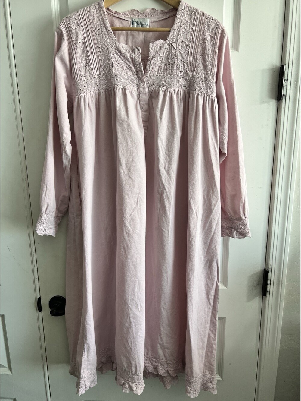 The 1 For U Victorian Pink Nightgown Prairie Cotton Ruffle Hem Cottagecore Sz XL